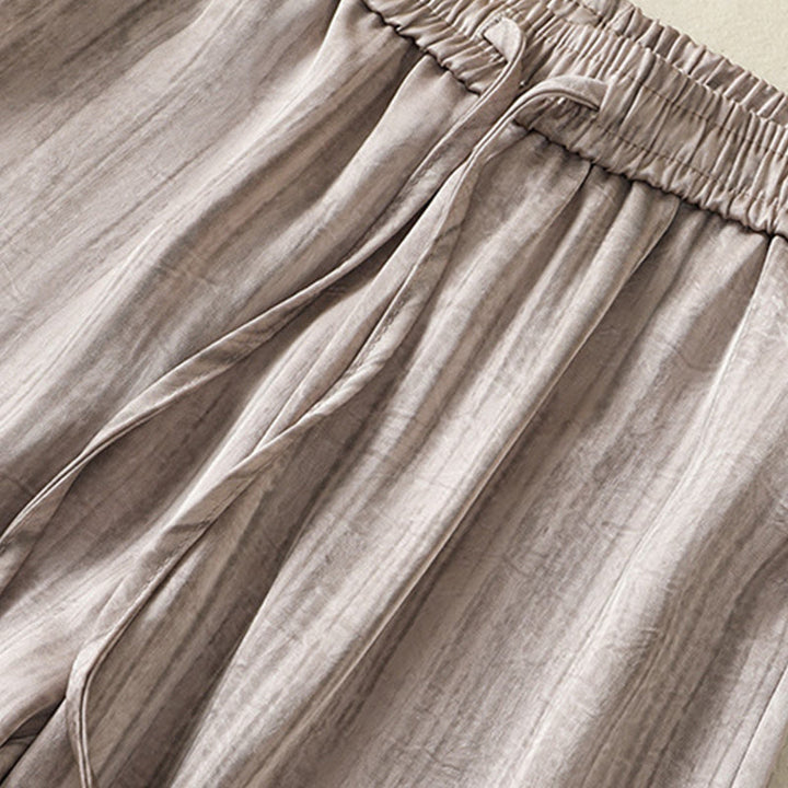 Pantalones casuales con cordón ajustable y bolsillos para mujer, con diseño artístico de líneas verticales y Buddha Stones. - image 21