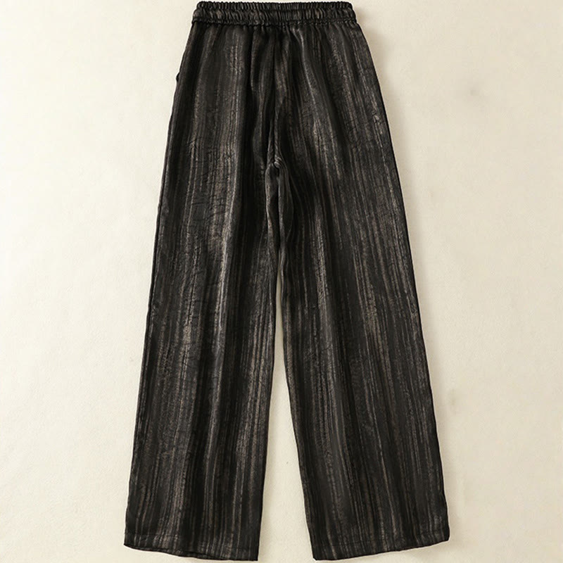 Pantalones casuales con cordón ajustable y bolsillos para mujer, con diseño artístico de líneas verticales y Buddha Stones. - image 10