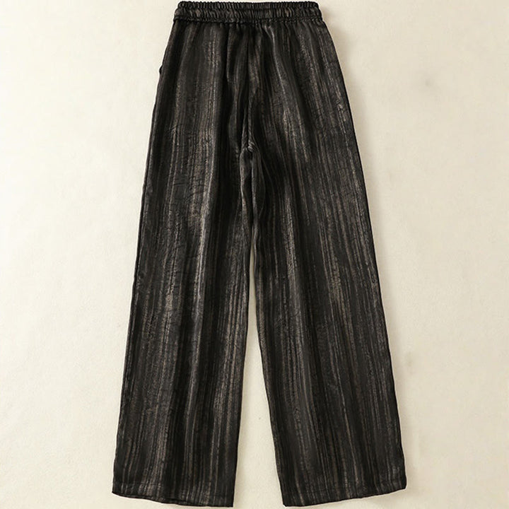 Pantalones casuales con cordón ajustable y bolsillos para mujer, con diseño artístico de líneas verticales y Buddha Stones. - image 10