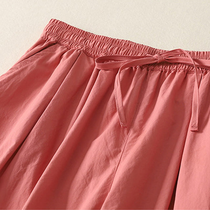 Pantalones de algodón para mujer con diseño de patchwork, dobladillo con volantes y bolsillos, hasta el tobillo y cordón Buddha Stones . - image 1