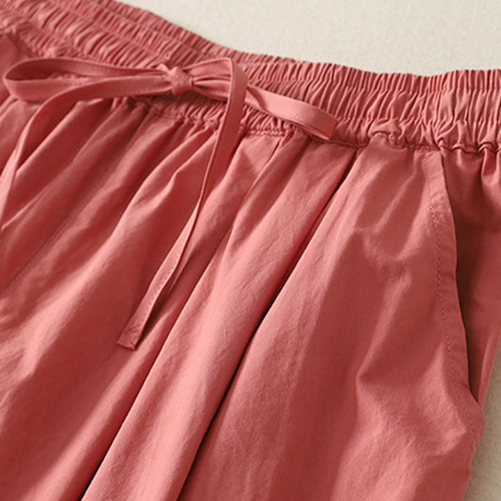 Pantalones de algodón para mujer con diseño de patchwork, dobladillo con volantes y bolsillos, hasta el tobillo y cordón Buddha Stones . - image 3