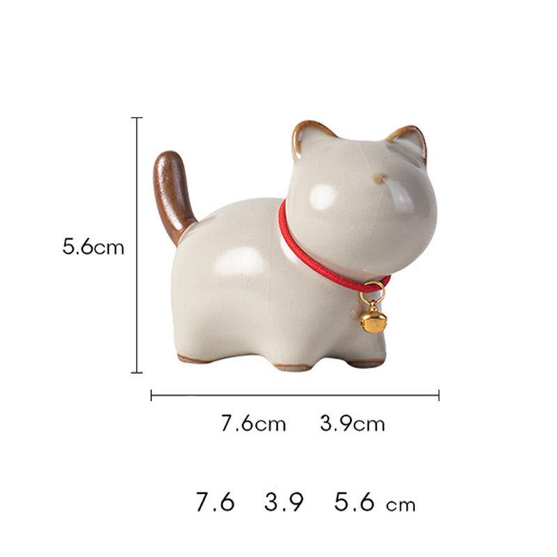 Figura decorativa de cerámica con forma de campana de cuerda roja y gato de pie con Buddha Stones - image 10