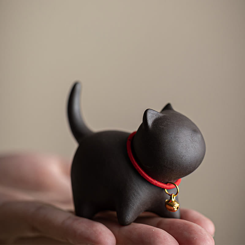 Miniatura de Buddha Stones con forma de campana de cuerda roja, figura de arcilla morada para gato, decoración de escritorio - image 10