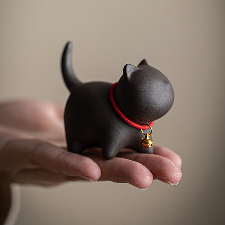 Miniatura de Buddha Stones con forma de campana de cuerda roja, figura de arcilla morada para gato, decoración de escritorio - image 10