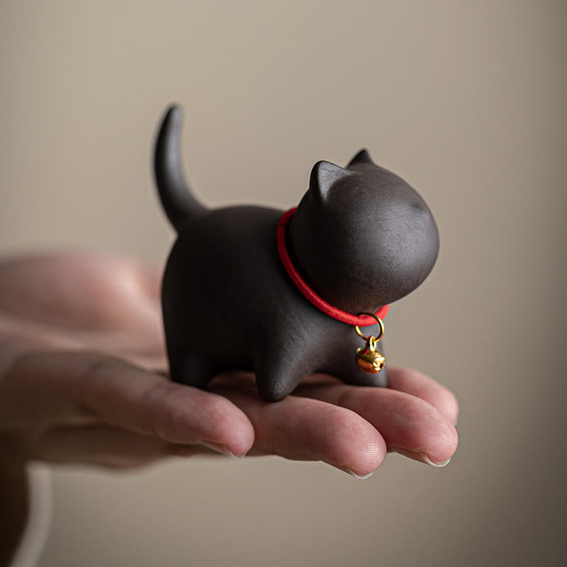 Miniatura de Buddha Stones con forma de campana de cuerda roja, figura de arcilla morada para gato, decoración de escritorio - image 9