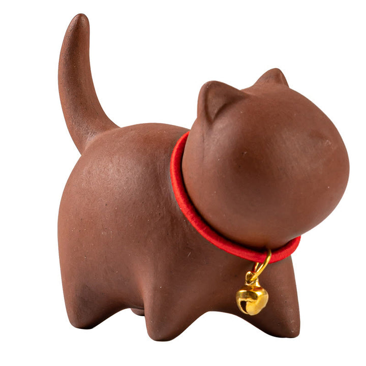Miniatura de Buddha Stones con forma de campana de cuerda roja, figura de arcilla morada para gato, decoración de escritorio - image 5