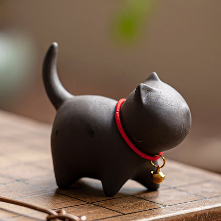 Miniatura de Buddha Stones con forma de campana de cuerda roja, figura de arcilla morada para gato, decoración de escritorio - image 8