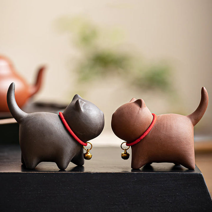 Miniatura de Buddha Stones con forma de campana de cuerda roja, figura de arcilla morada para gato, decoración de escritorio - image 12