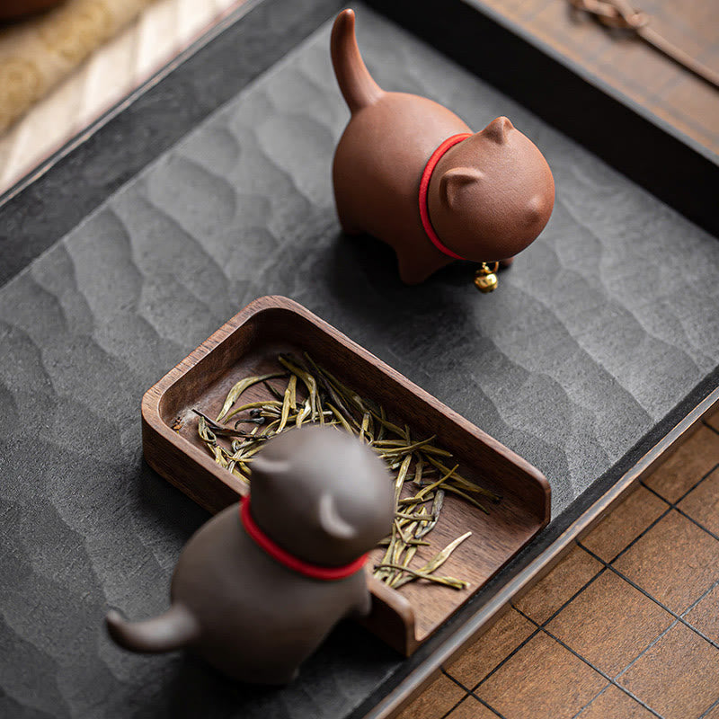 Miniatura de Buddha Stones con forma de campana de cuerda roja, figura de arcilla morada para gato, decoración de escritorio - image 11