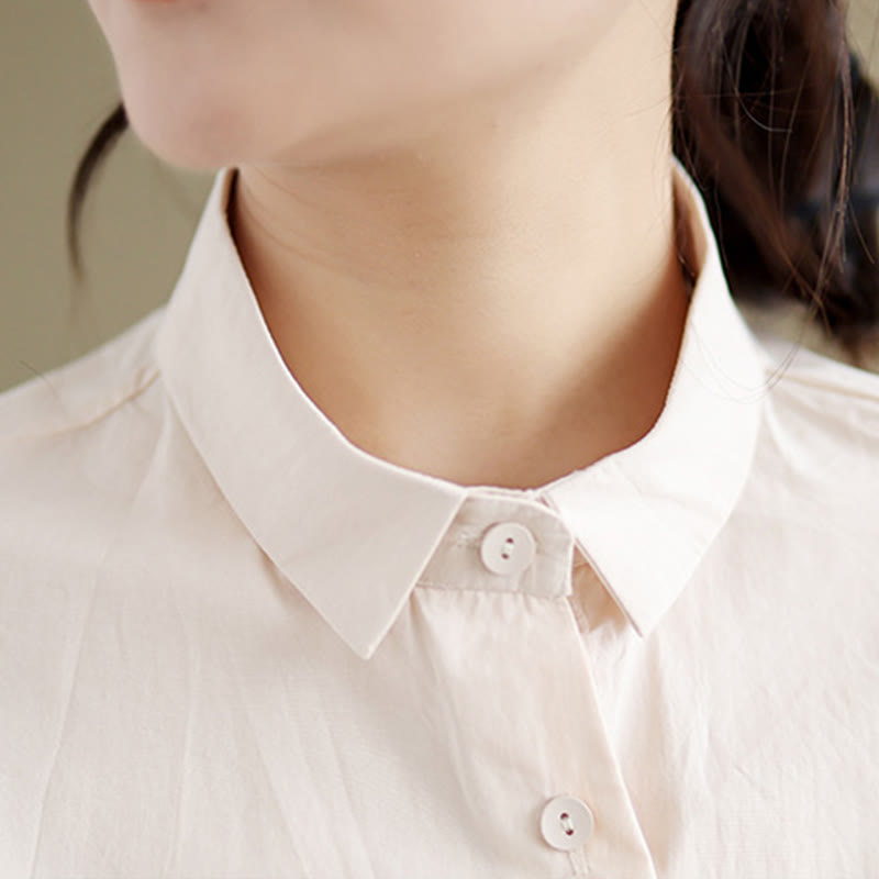Camisa informal de algodón de media manga con cuello alto y botones, diseño de medusas bordadas con Buddha Stones para mujer - image 14