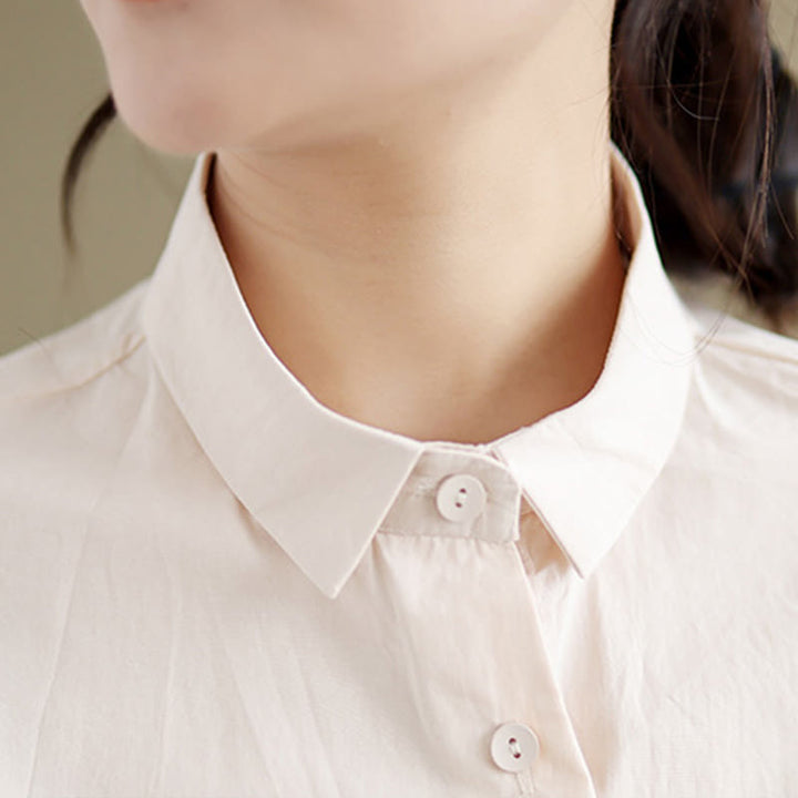 Camisa informal de algodón de media manga con cuello alto y botones, diseño de medusas bordadas con Buddha Stones para mujer - image 14