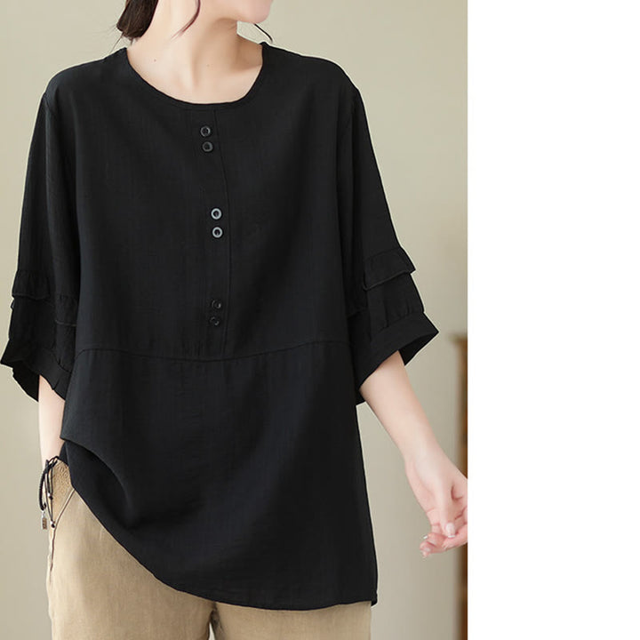 Camiseta informal de verano con cuello redondo y manga corta de poliéster para mujer con estampado de Buddha Stones - image 21