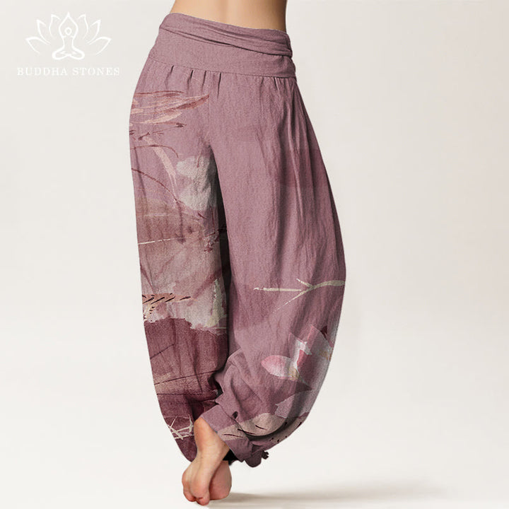 Pantalones bombachos de cintura elástica para mujer con estampado de Buddha Stones en algodón. - image 9