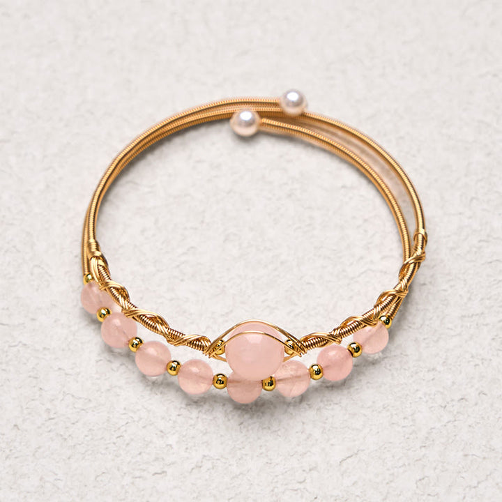 Pulsera de metal con Buddha Stones de cuarzo rosa natural y sanación del amor - image 4