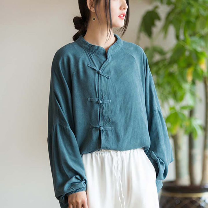 Camisa de manga larga con botones de rana y Buddha Stones, Top de meditación Zen Tai Chi, chaqueta de ropa Hanfu - image 4