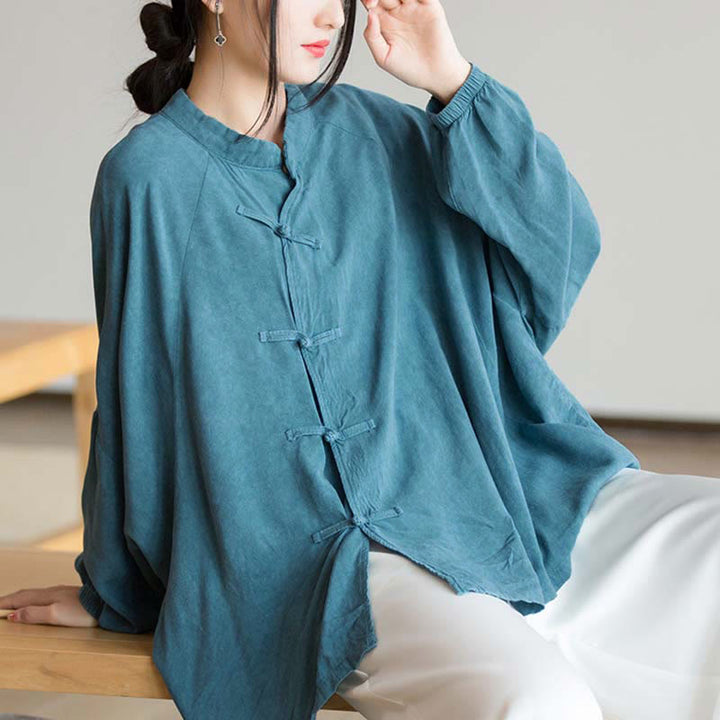Camisa de manga larga con botones de rana y Buddha Stones, Top de meditación Zen Tai Chi, chaqueta de ropa Hanfu - image 9