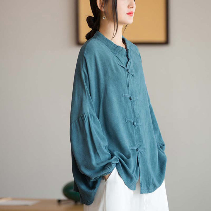Camisa de manga larga con botones de rana y Buddha Stones, Top de meditación Zen Tai Chi, chaqueta de ropa Hanfu - image 8