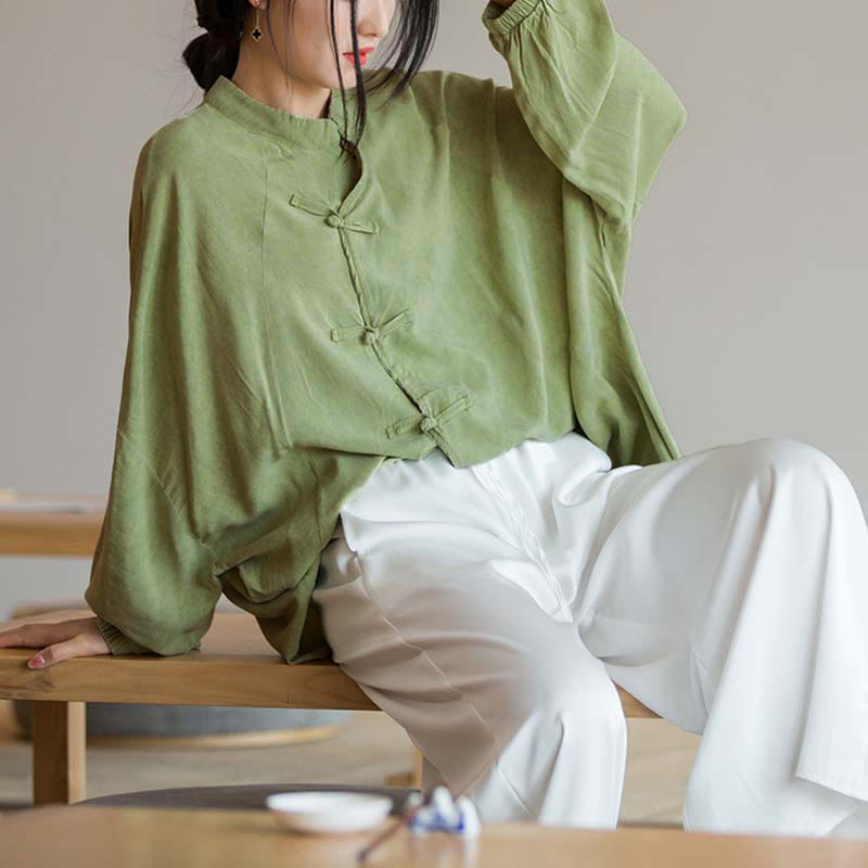 Camisa de manga larga con botones de rana y Buddha Stones, Top de meditación Zen Tai Chi, chaqueta de ropa Hanfu - image 15