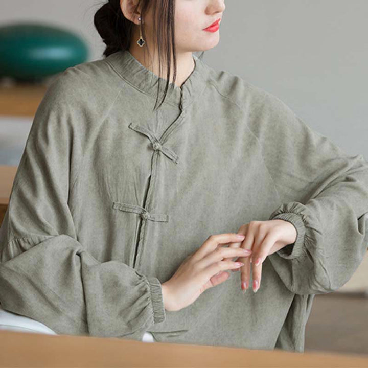 Camisa de manga larga con botones de rana y Buddha Stones, Top de meditación Zen Tai Chi, chaqueta de ropa Hanfu - image 21