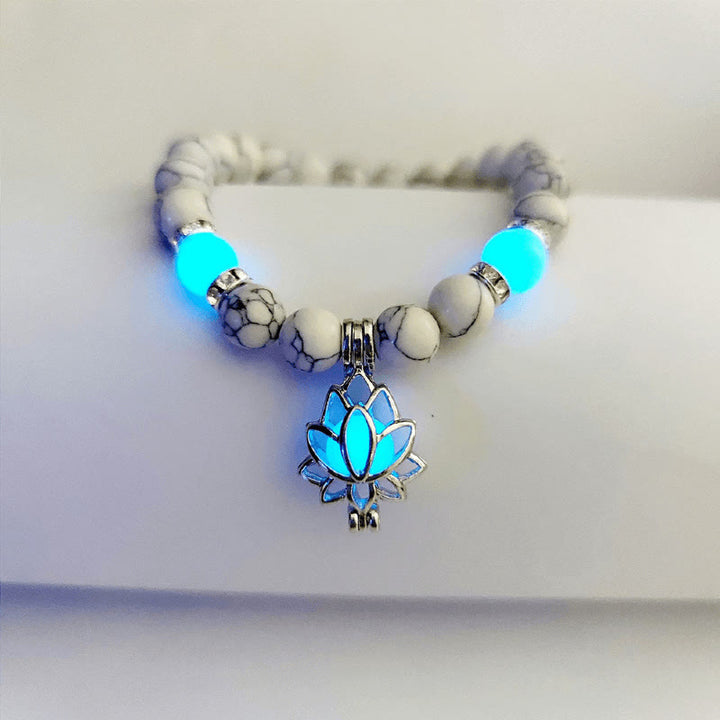 Pulsera de protección de loto con cuentas luminosas de piedra brillante turquesa tibetana de Buddha Stones
