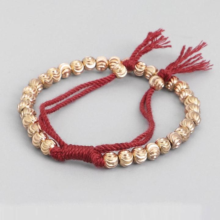 Pulsera de hilo de la suerte con cuentas de cobre hechas a mano tibetana con Buddha Stones