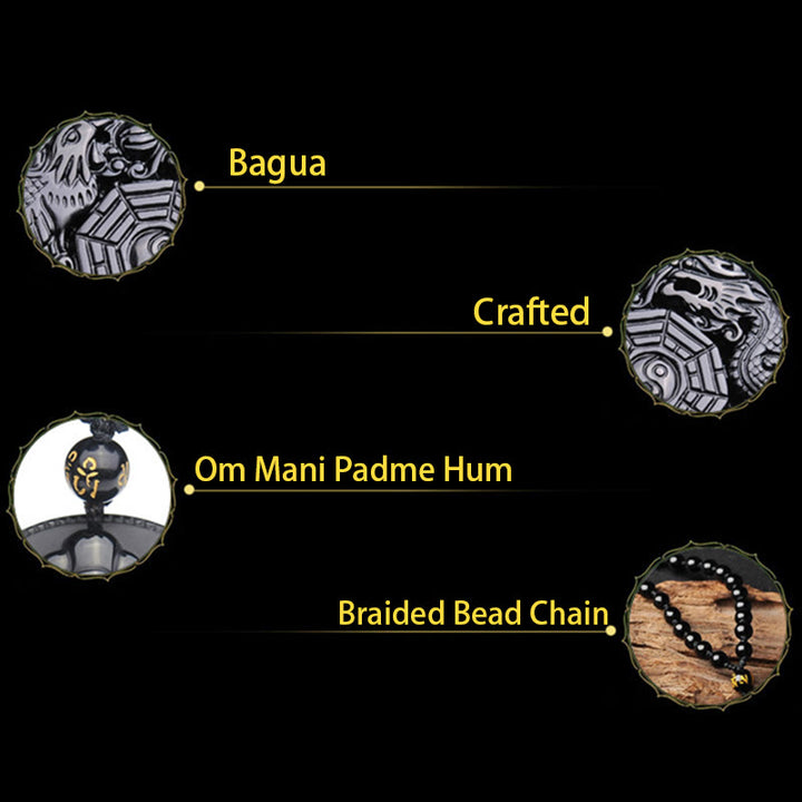 Collar con colgante de obsidiana con diseño de dragón Bagua y Buddha Stones - image 7