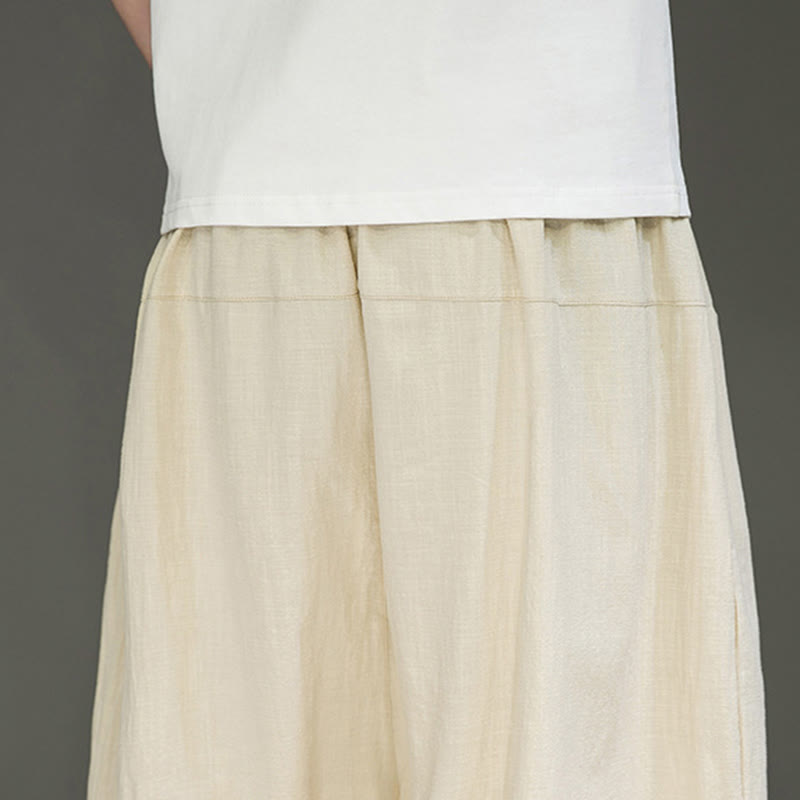 Pantalones capri estilo harén de algodón y lino con cordón ajustable para hombre, estilo casual, con bolsillos, de Buddha Stones - image 8