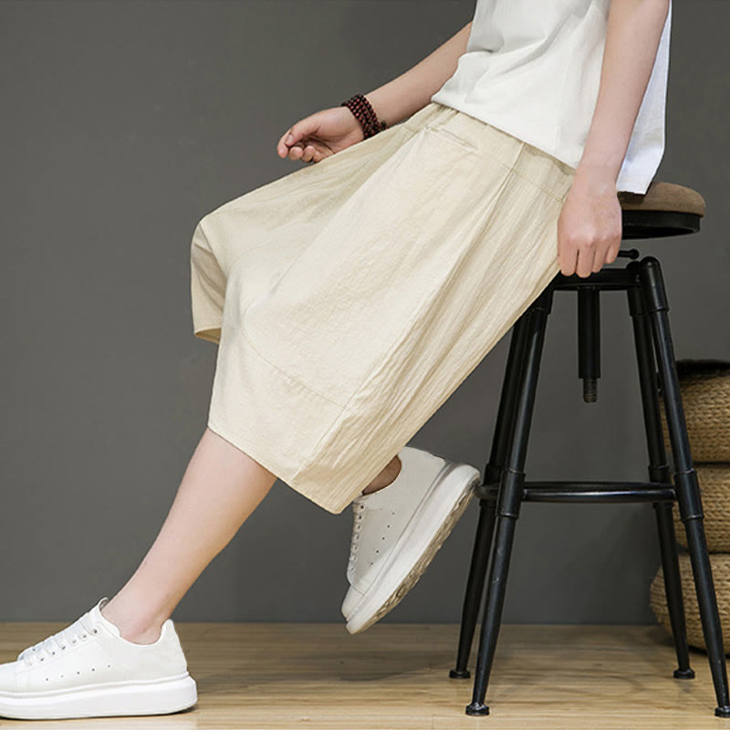 Pantalones capri estilo harén de algodón y lino con cordón ajustable para hombre, estilo casual, con bolsillos, de Buddha Stones - image 8