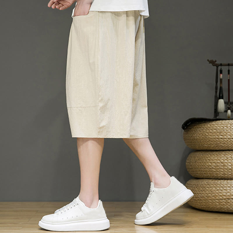 Pantalones capri estilo harén de algodón y lino con cordón ajustable para hombre, estilo casual, con bolsillos, de Buddha Stones - image 7