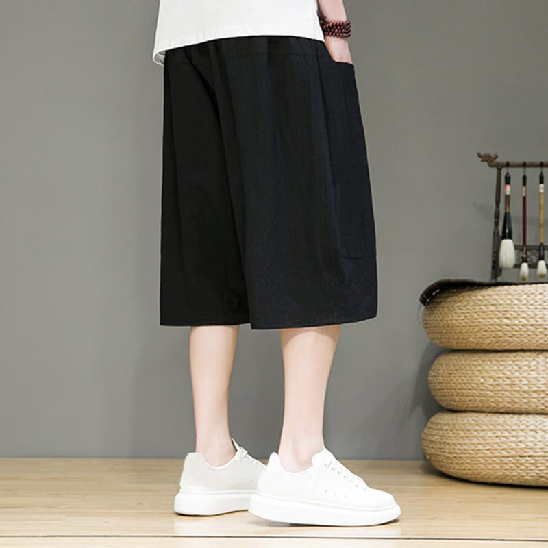 Pantalones capri estilo harén de algodón y lino con cordón ajustable para hombre, estilo casual, con bolsillos, de Buddha Stones - image 17