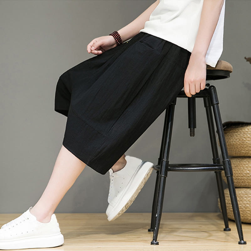 Pantalones capri estilo harén de algodón y lino con cordón ajustable para hombre, estilo casual, con bolsillos, de Buddha Stones - image 20