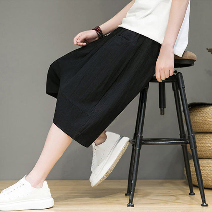 Pantalones capri estilo harén de algodón y lino con cordón ajustable para hombre, estilo casual, con bolsillos, de Buddha Stones - image 20