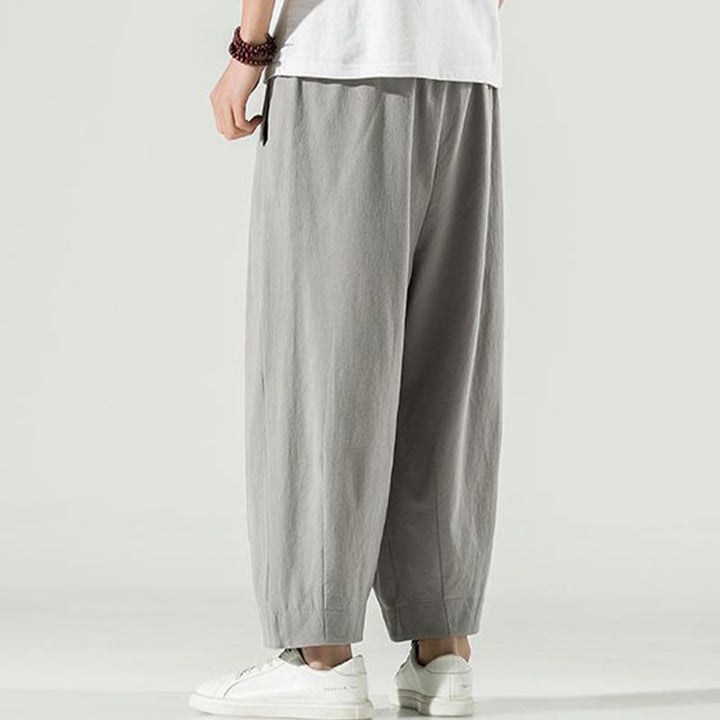 Pantalones harén de lino y algodón de color liso con diseño de Buddha Stones para hombre, hasta el tobillo, con bolsillos - image 10