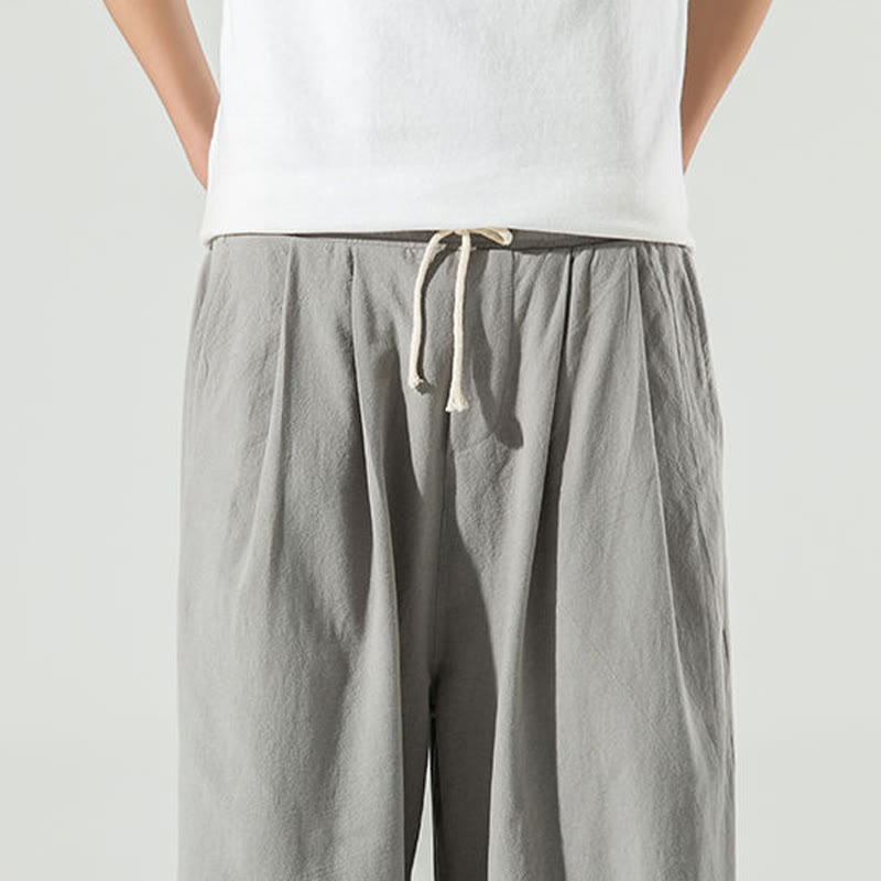 Pantalones harén de lino y algodón de color liso con diseño de Buddha Stones para hombre, hasta el tobillo, con bolsillos - image 16