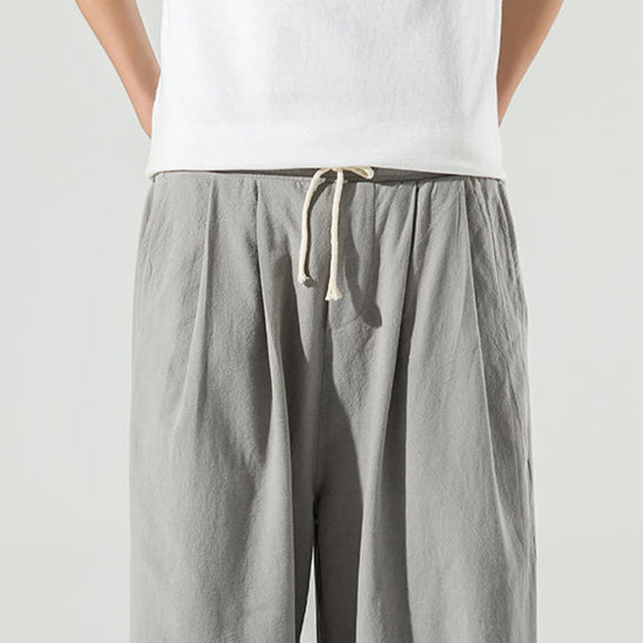 Pantalones harén de lino y algodón de color liso con diseño de Buddha Stones para hombre, hasta el tobillo, con bolsillos - image 16
