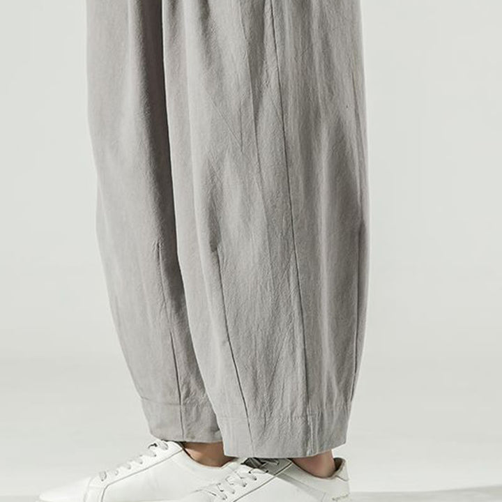 Pantalones harén de lino y algodón de color liso con diseño de Buddha Stones para hombre, hasta el tobillo, con bolsillos - image 19