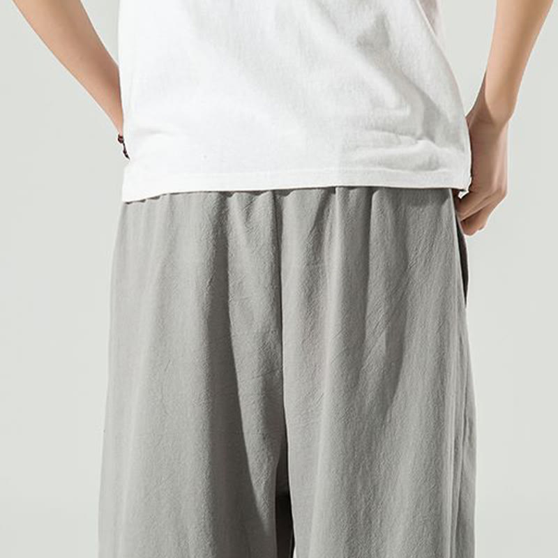 Pantalones harén de lino y algodón de color liso con diseño de Buddha Stones para hombre, hasta el tobillo, con bolsillos - image 17