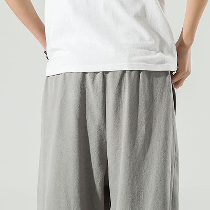 Pantalones harén de lino y algodón de color liso con diseño de Buddha Stones para hombre, hasta el tobillo, con bolsillos - image 17