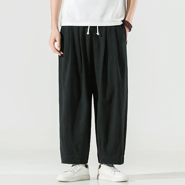 Pantalones harén de lino y algodón de color liso con diseño de Buddha Stones para hombre, hasta el tobillo, con bolsillos - image 22