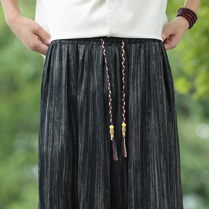 Pantalones harén con cordón y bolsillos para hombre, de verano, con rayas negras y Buddha Stones - image 10