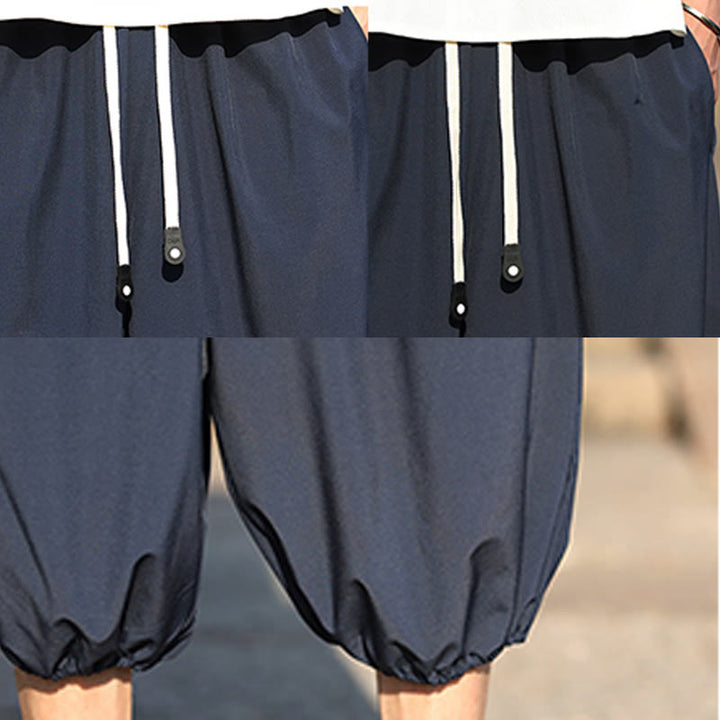 Pantalones capri cortos estilo harén con cordón ajustable y bolsillos para hombre de Buddha Stones - image 9