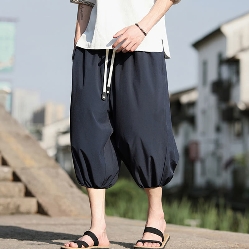 Pantalones capri cortos estilo harén con cordón ajustable y bolsillos para hombre de Buddha Stones - image 7