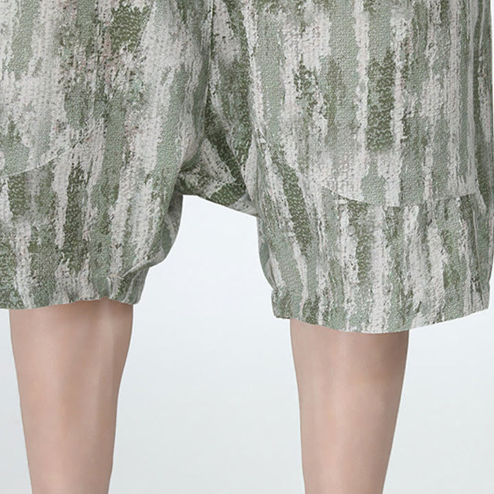 Pantalones capri de lino y algodón con rayas de verano Buddha Stones para hombre con bolsillos - image 17