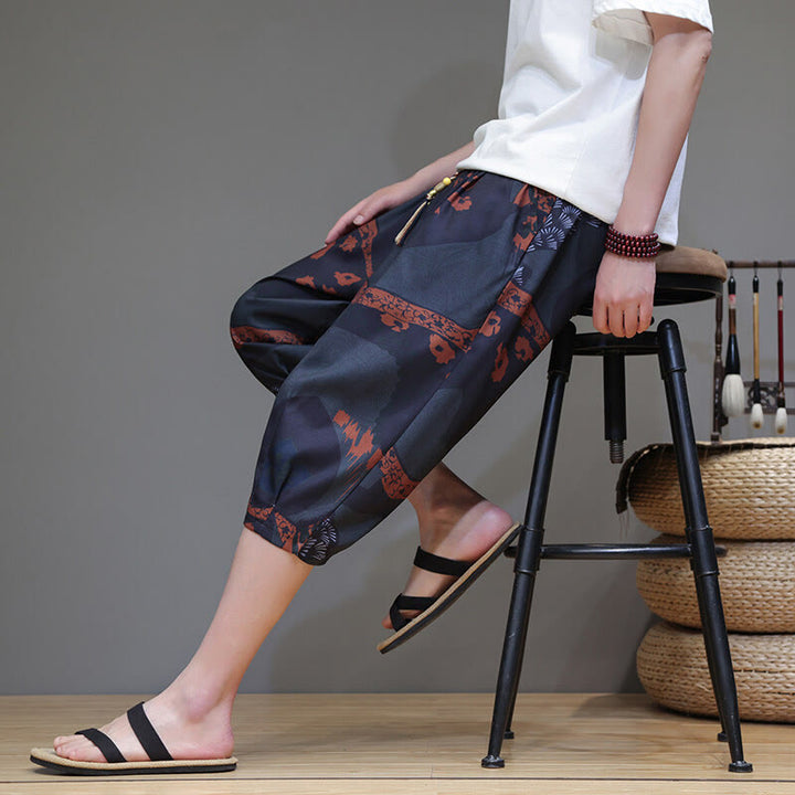 Pantalones capri de algodón y lino para hombre con bolsillos, diseño de Buddha Stones - image 20