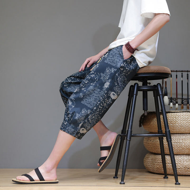 Pantalones capri de algodón y lino para hombre con bolsillos, diseño de Buddha Stones - image 8