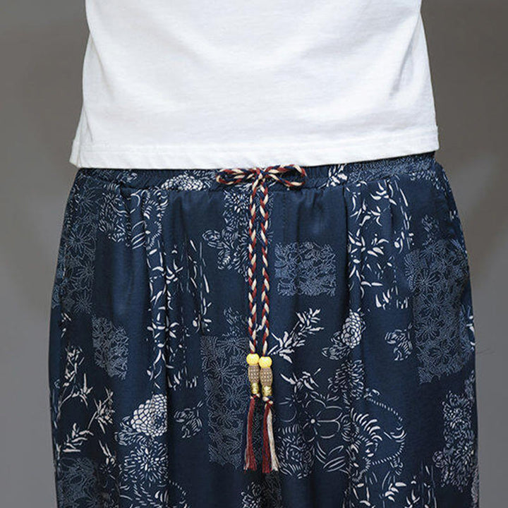 Pantalones capri de algodón y lino para hombre con bolsillos, diseño de Buddha Stones - image 9