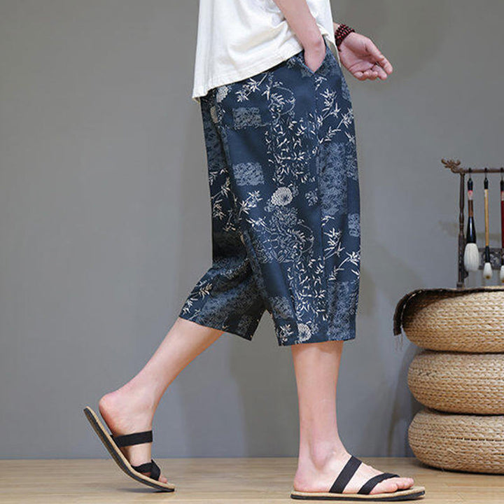 Pantalones capri de algodón y lino para hombre con bolsillos, diseño de Buddha Stones - image 7