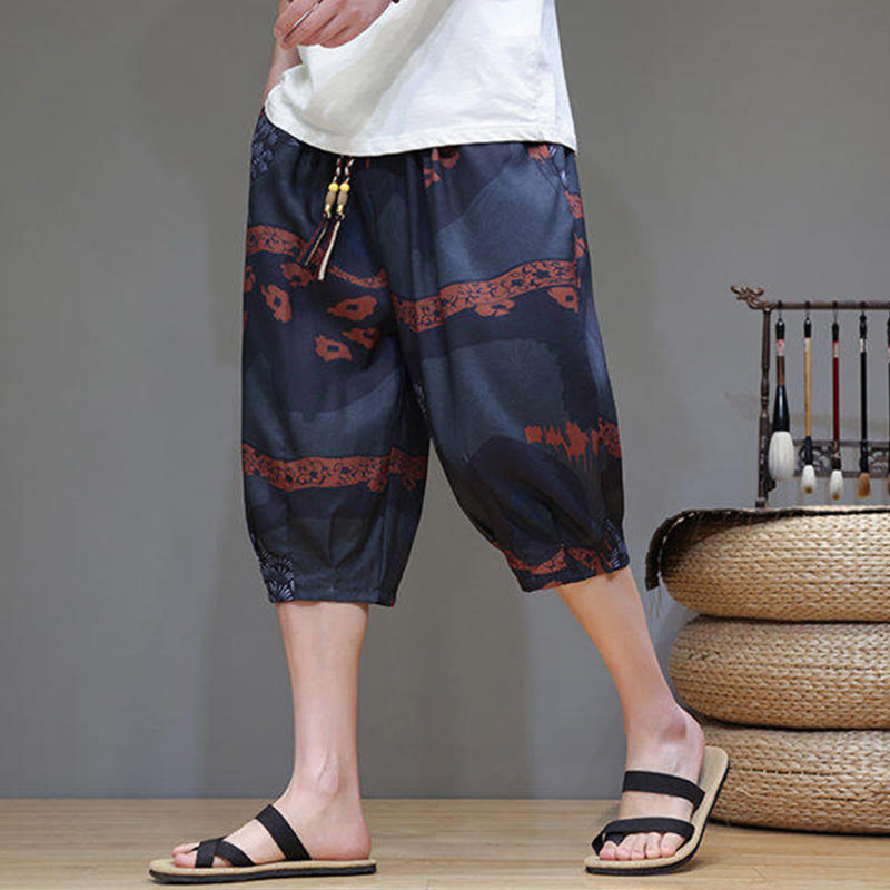 Pantalones capri de algodón y lino para hombre con bolsillos, diseño de Buddha Stones - Gris oscuro - US/UK/AU46, EU56 (5XL) - image 13