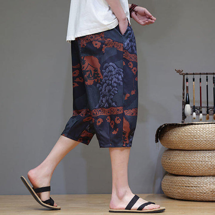 Pantalones capri de algodón y lino para hombre con bolsillos, diseño de Buddha Stones - image 16