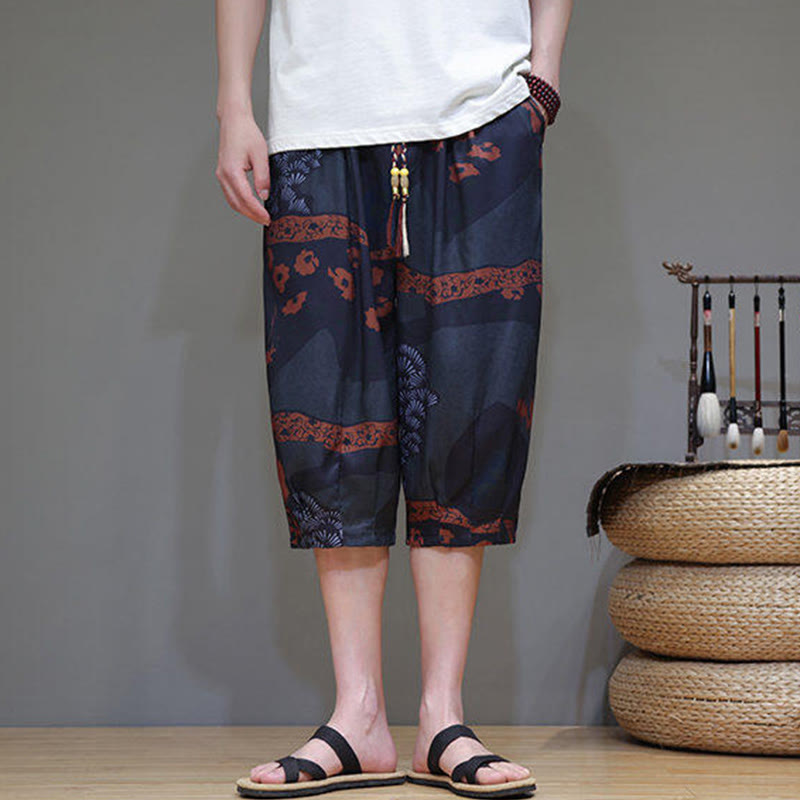 Pantalones capri de algodón y lino para hombre con bolsillos, diseño de Buddha Stones - image 18
